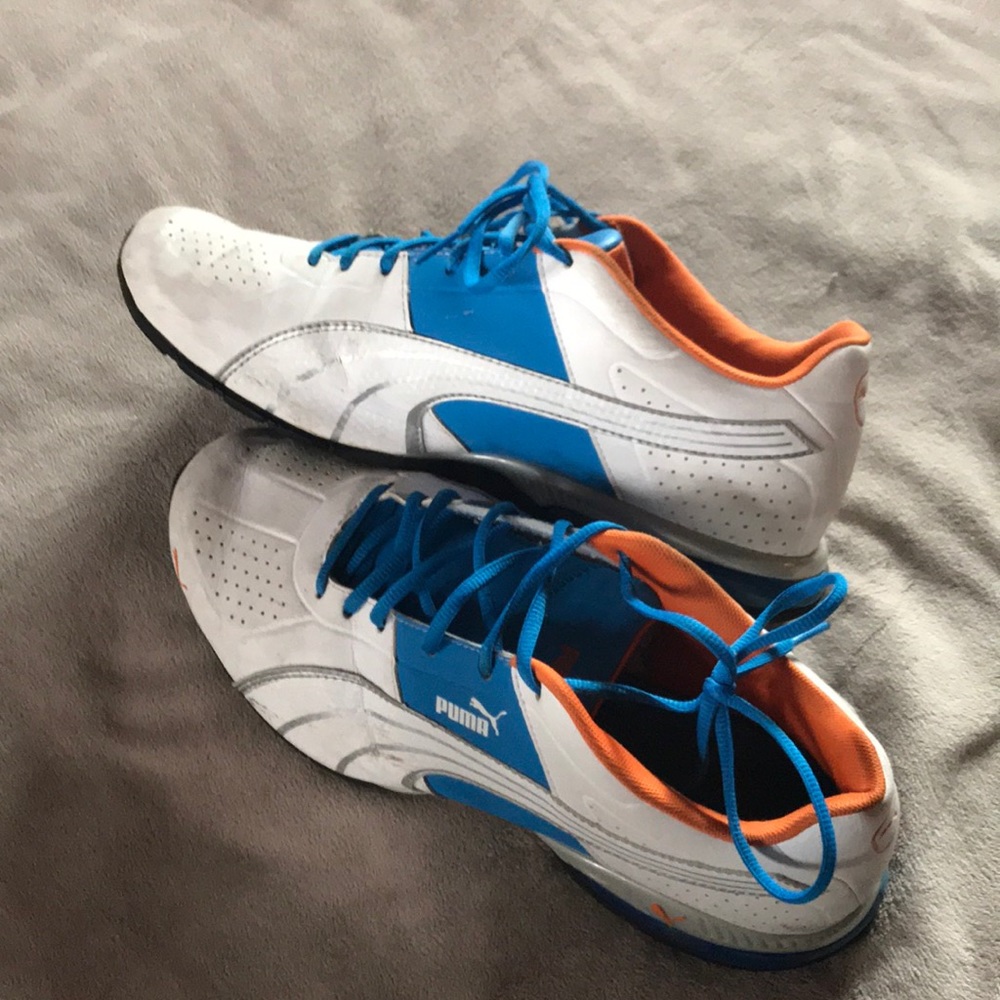 Puma white orange and blue Sz 10 Mens sneakers